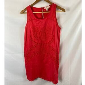 Kenar Eyelet Shift dress scallop hem size 4
